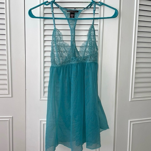Vintage Victoria’s Secret peekaboo lace babydoll Chemise Negligee Nightgown M - Picture 4 of 11